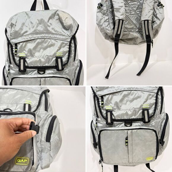 00 S Old Gap Rucksack Backpack Y2K Silver - Picture 9 of 16